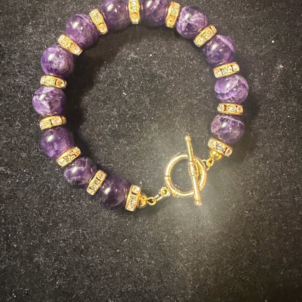Real Amethyst Bracelet | 18K Gold Filled | 7”